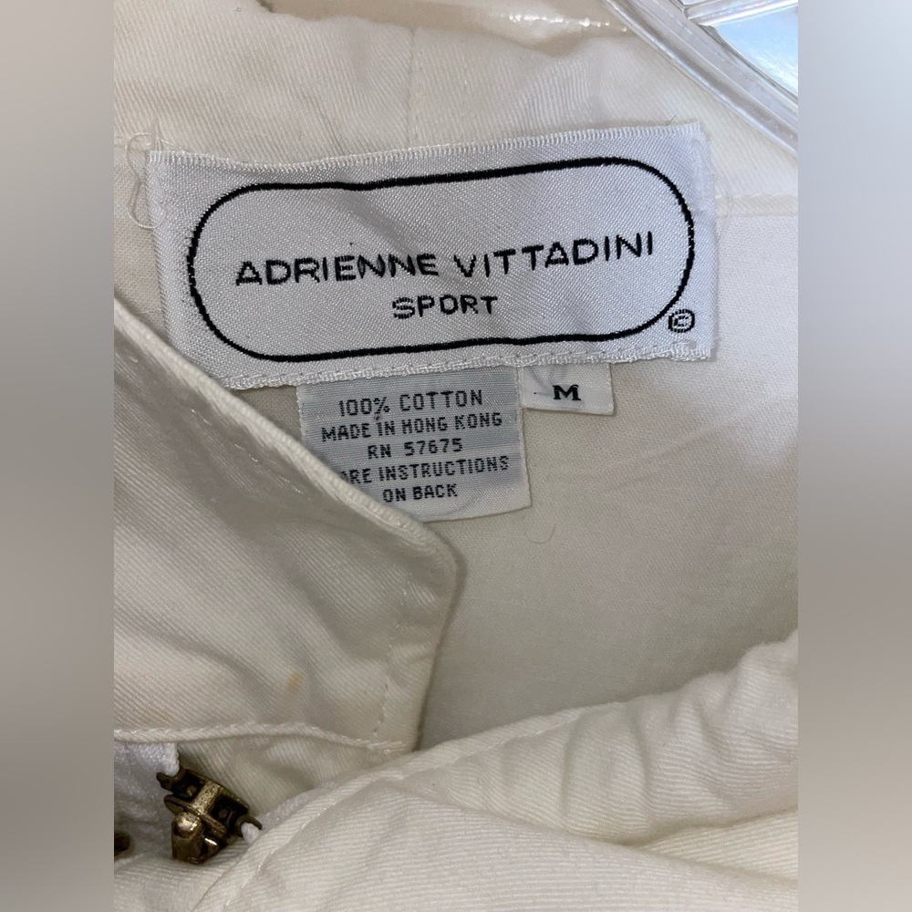 Adrienne Vittadini Sport White Hooded Nautical Jacket Medium​​​​​​​​​​​​​ - Picture 3 of 12